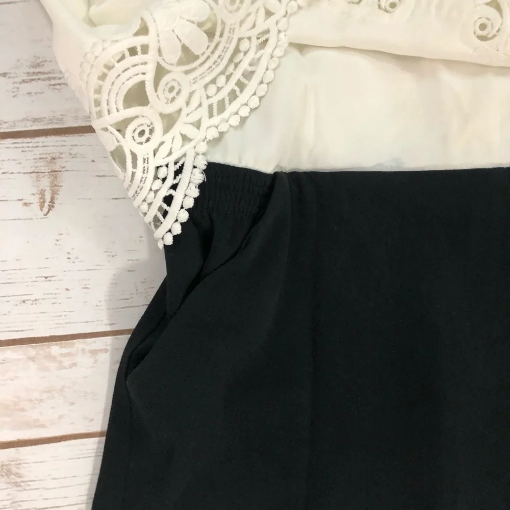 Parker Lace Overlay White & Black Romper - Picture 4 of 7